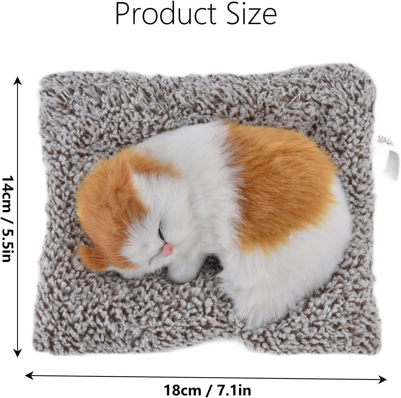 KACHKIT Sleeping Cat Plush Toy with Press Simulation Sound, Sleeping Cat Stuffed Animal Fur Soft Toys with Sound for Kids Car Dashboard Cat & Office Desk, (PCS-1). 1