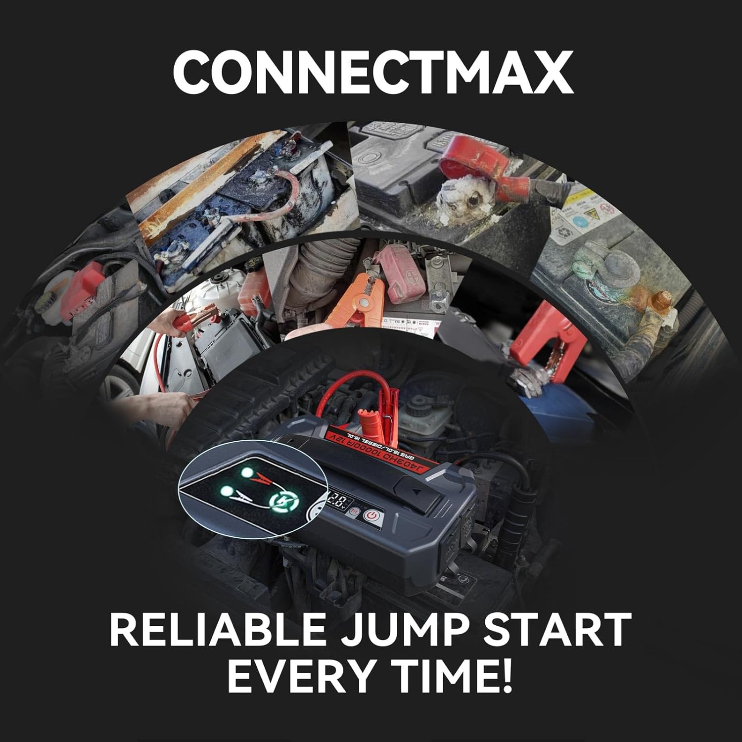 LOKITHOR J403HD 10000A Jump Starter, 12V Car Battery Jumper Starter Portable (16L Gas/All Diesel Engines) Powerful Jump Pack with 100W Quick Charger, 400 Lumen LED Light, 64000mAh Power Bank