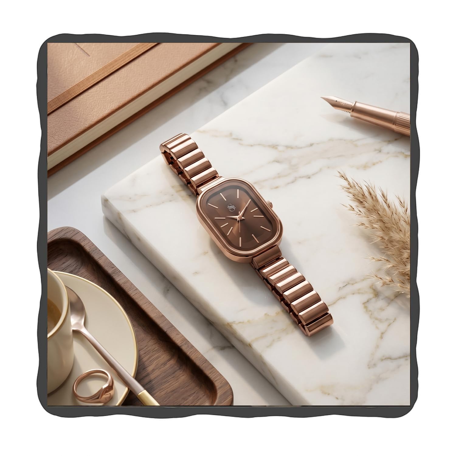 Elegant Oval Women's Metallic Link Bracelet and Minimalist Dial Ladies Analog Watch for Woman -WCH191-image-27