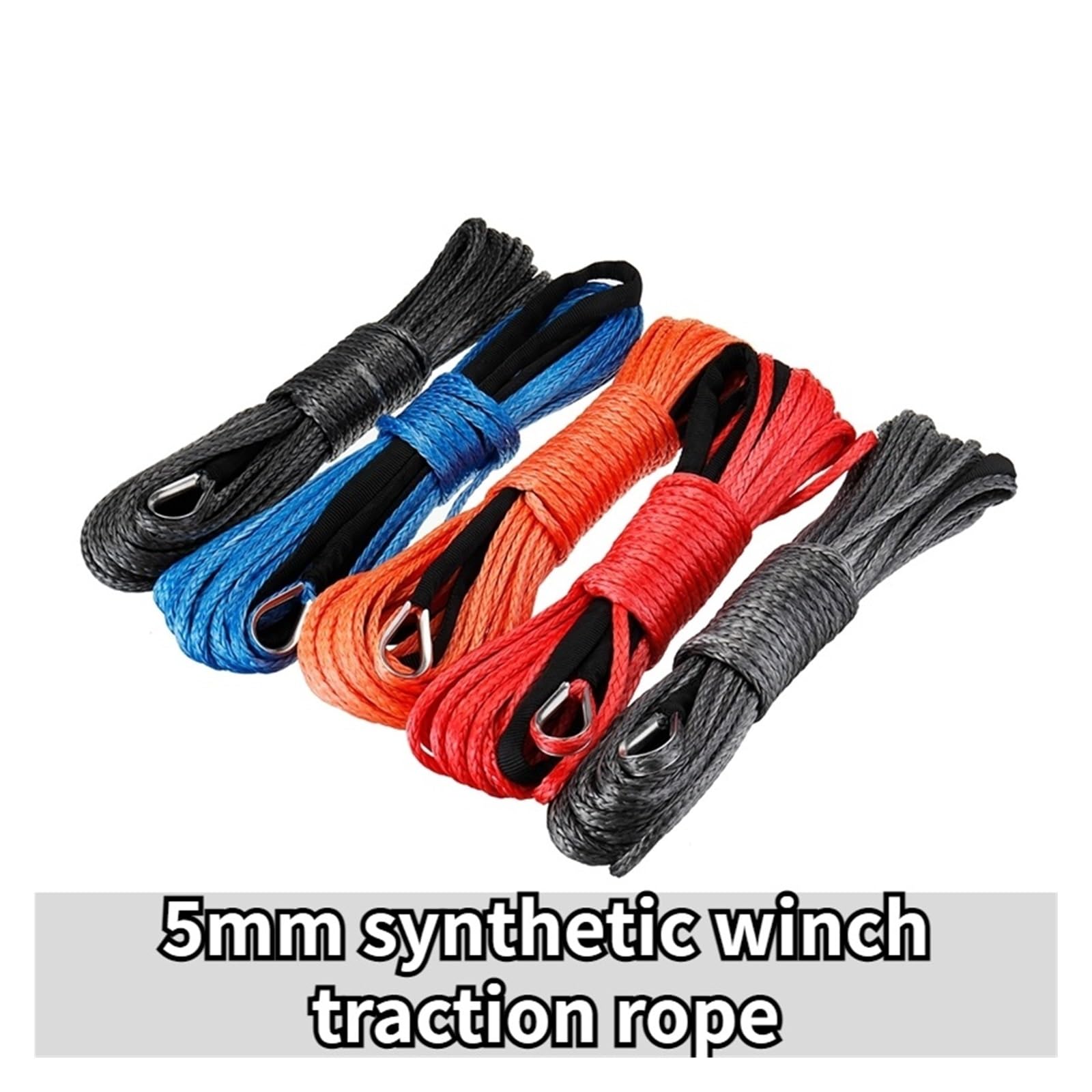 5 Millimetri In Fibra Sintetica Di Traino Verricello 15 M Cavo Corda String Linea 5500lbs/7700lbs For ATV UTV SUV 4X4 4WD Forte Resilienza(Orange)