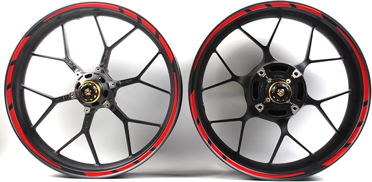 Red Wheel Rim Strips Tape Stickers Decals Compatible with All 17" Motorcycle CBR1000RR CBR600RR GSXR 600 750 1000 1300 Hayabusa DRZ400SM Ninja ZX10R ZX6R 250R 300 400 Z650 Z900 YZF R1 R3 R6 MT09