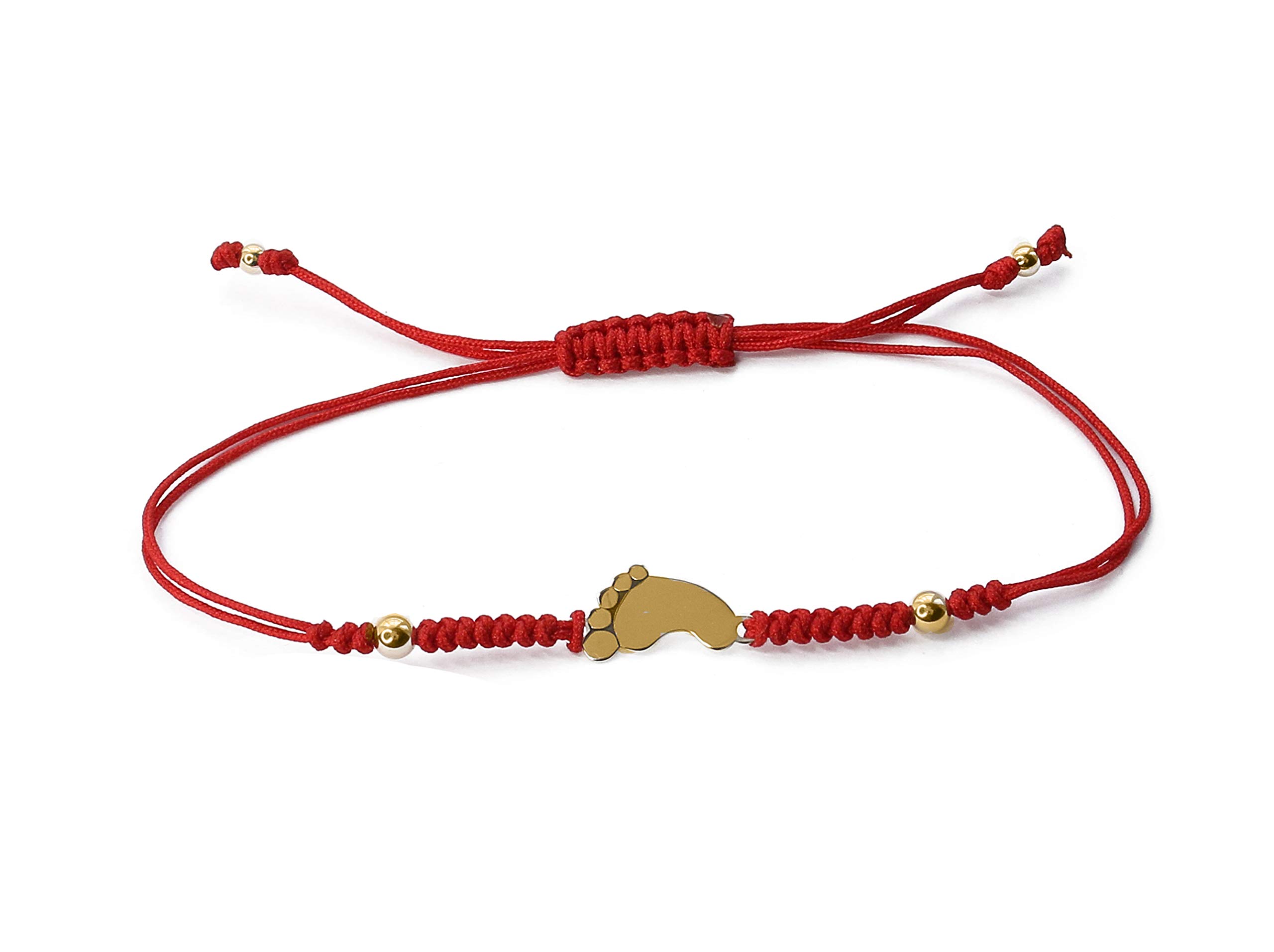 9ct Gold Baby Feet Red String Cord Adjustable 6-8 Inch Bracelet