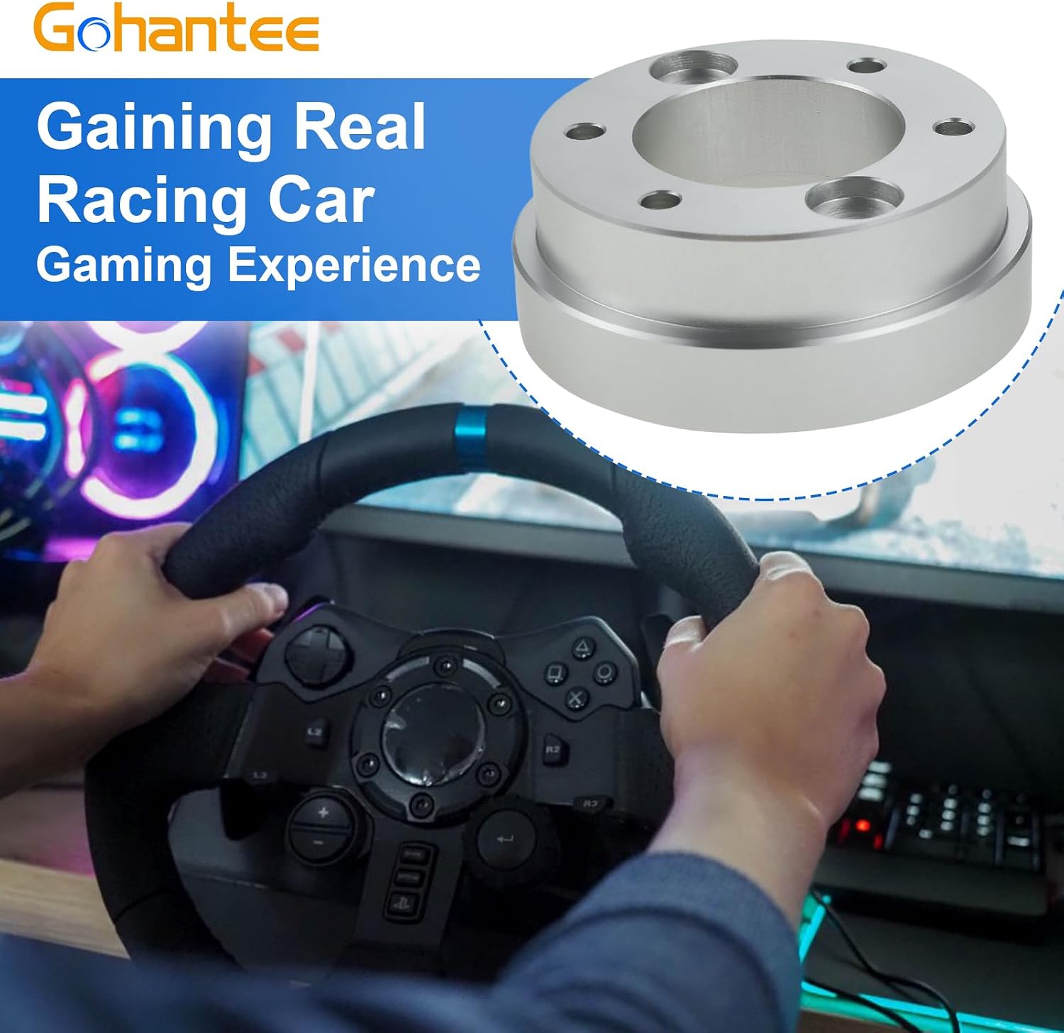 Steering Wheel Adapter Plate Replacement for Logitech G29 G920 G923 Momo Sparco 70mm Pcd Racing Car Game Modification 13 14 inch Steering Wheel Socket Ring Wheel Adapter Plate Hub Boss (Silve)