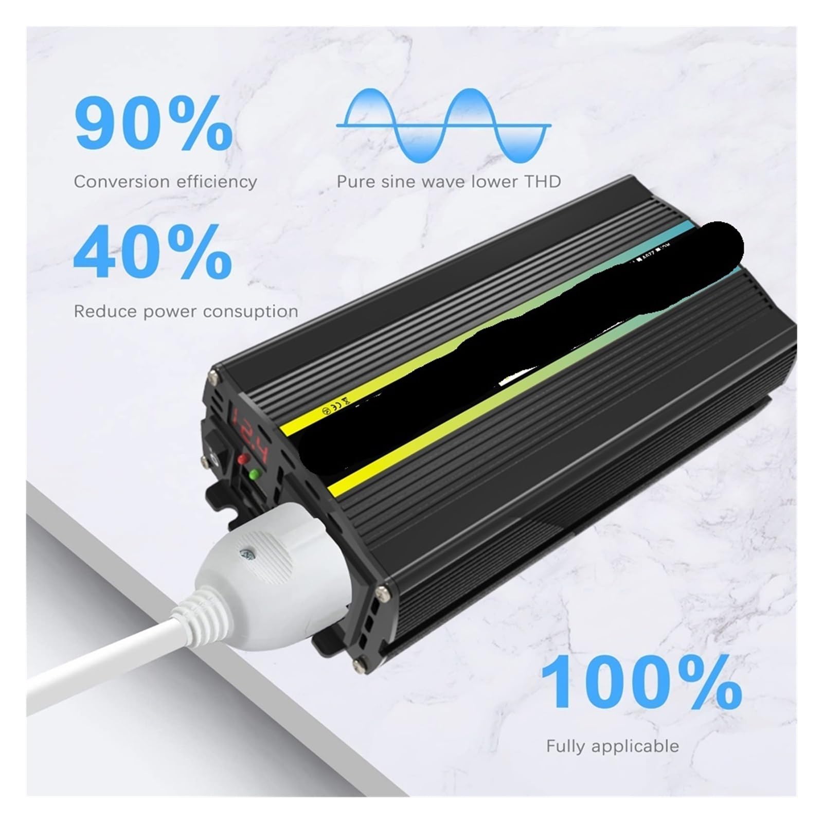 Falownik, 3000/4000/6000/8000 W Inteligentny falownik mocy Podwójny USB Pojazd Inteligentny falownik Czysta fala sinusoidalna DC do AC do samochodu Auto RV(8000W)