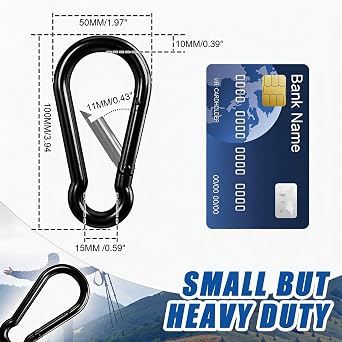 4.00 inch 1pc Black Large Carabiner Clip Hook Spring Snap Keychain