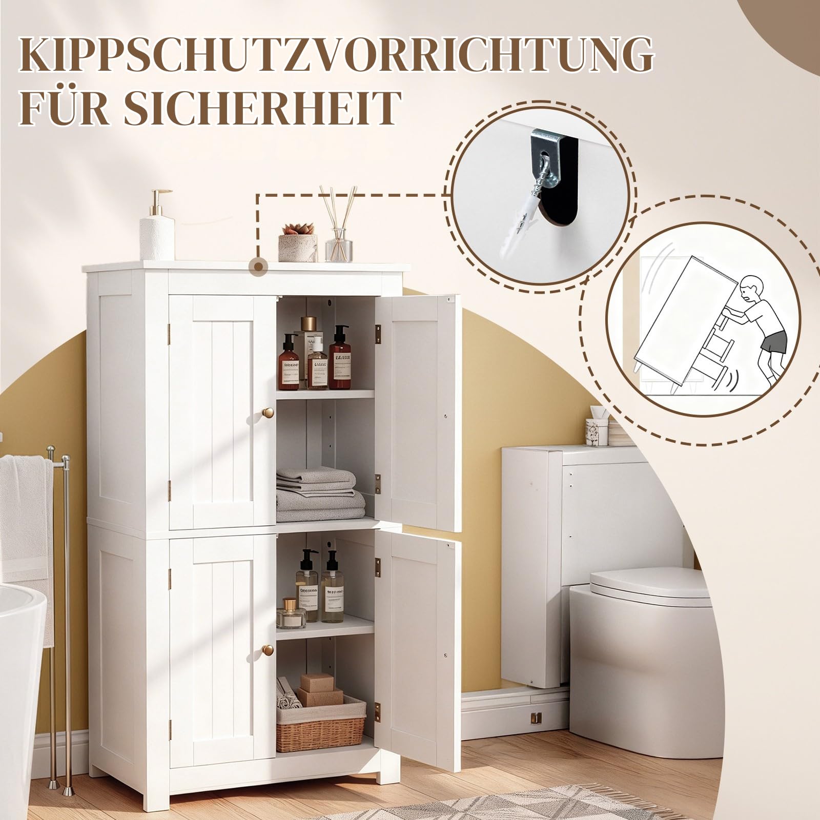 LEADZM Badezimmerschrank Badschrank Beistellschrank Bodenstehender
