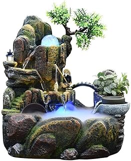 Fontaine d'intérieur Fontaine de table intérieure Cascade de cascades rocheuses simulées et pêche for les personnes âgées avec des billes rotatives for humidificateur atomiseur Fontaine de table d'int