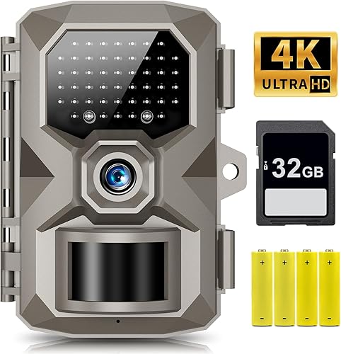 Cámara de juego de senderos cámara de caza 4K 48MP con visión nocturna, activación de movimiento de 0.1s, cámara de ciervo impermeable IP66, gran