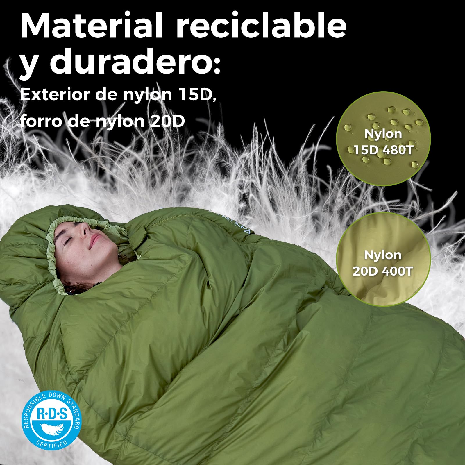 ATEPA Saco de Dormir de Momia, Saco de Dormir para Exteriores, Impermeable, Saco de Dormir para 4 Estaciones, Ideal para Adultos en Camping, Viajes y Aventuras