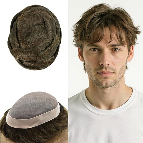 Miniatura 67 de Mens Toupee Hair Piece For Men Fine Mono Men Hair System Toupee For Men Hair Piece Real Human Hair System For Men Protesis Capilar Para Hombre 6x9