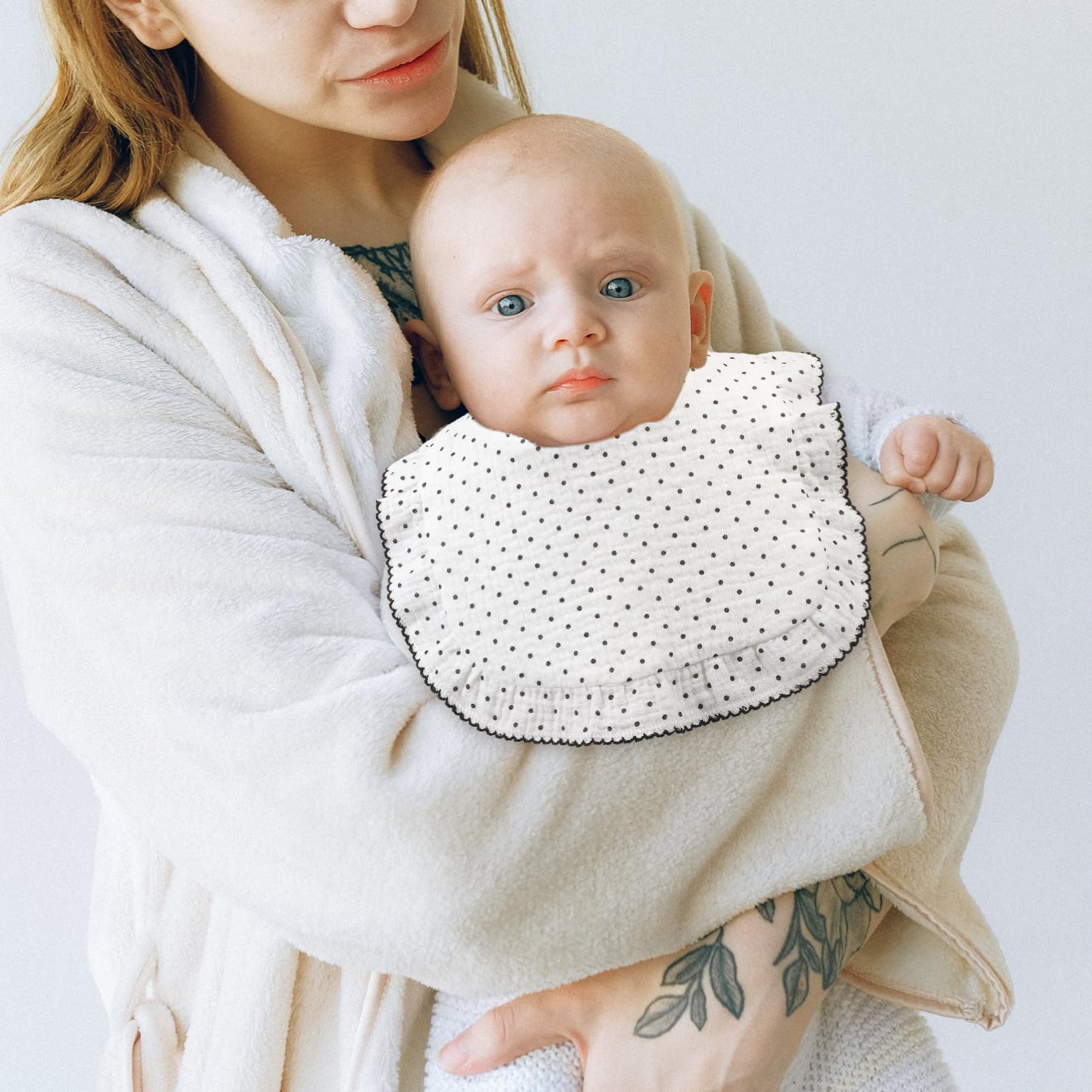 Toddmomy Bavoir Bébé en Coton Blanc, Bavoir Bandana à Bouton-pression