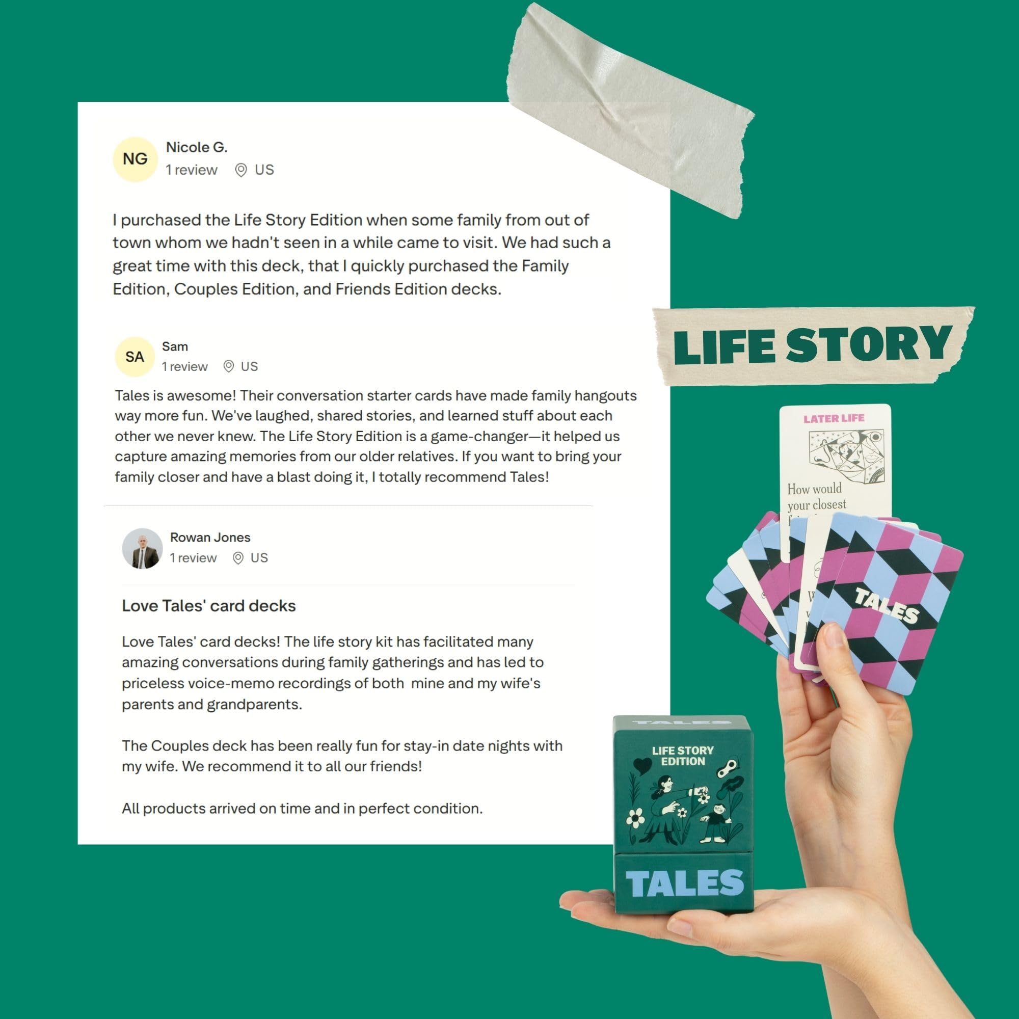 TALES 150 tarjetas de conversación, edición Life Story, conserva recuerdos familiares