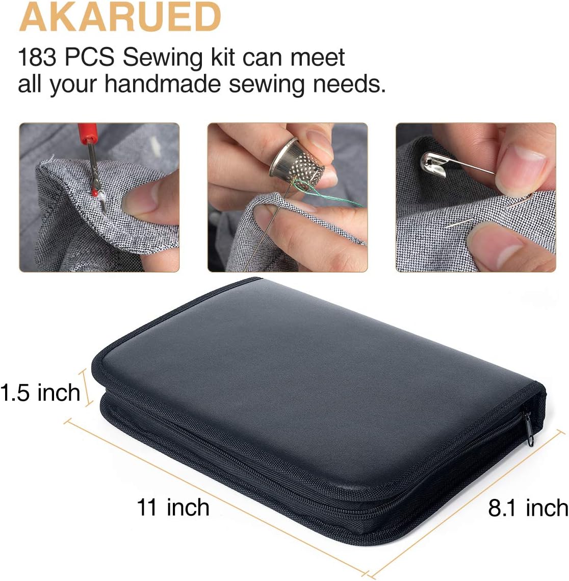 Sewing Machine Kit, AKARUED Sewing Kit 183 Premium Sewing Machine Starter Kit for Beginners Men Adults. Sewing Machine Supplies Kit with Threaded Needles Buttons Scissors