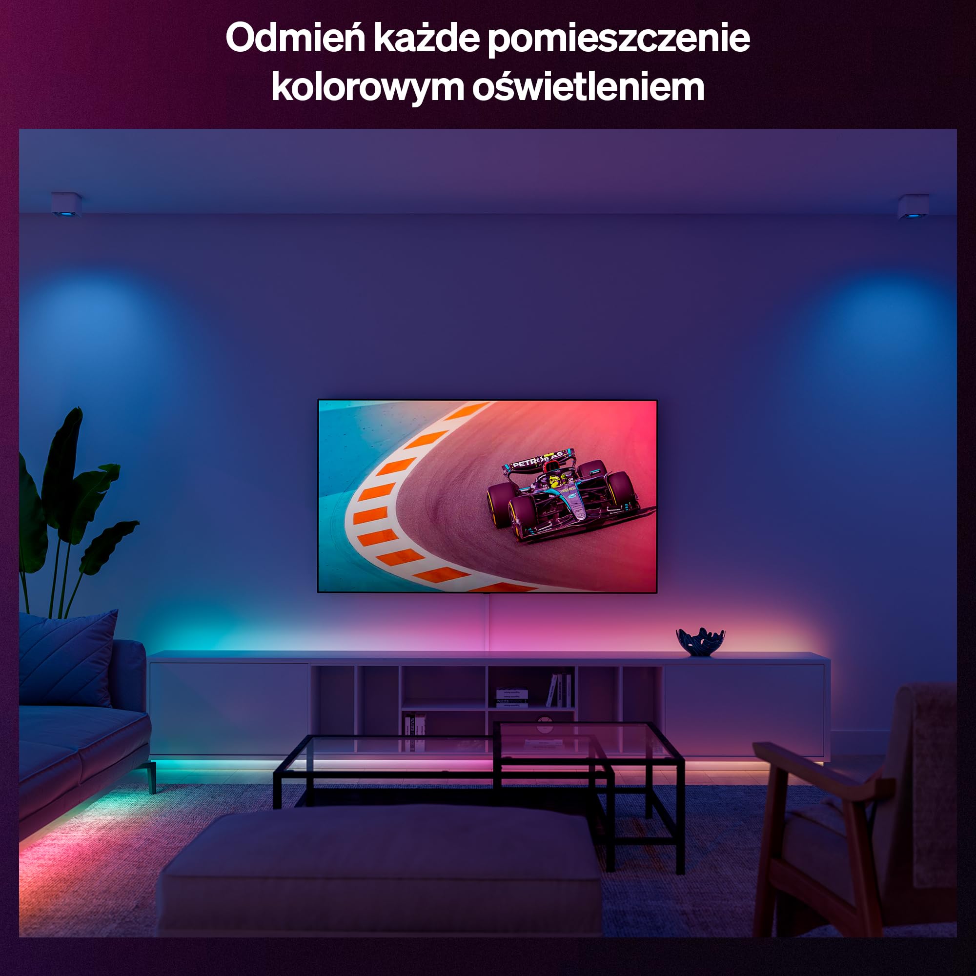 Hue Essential 10-Metrowa LED Taśma LED, RGBIC, Żywe Kolory i Nastrój, Elastyczne Oświetlenie Wewnętrzne, Łatwy Montaż, Aplikacja i Kontrola Głosowa, Alexa, Google Assistant i Apple Home