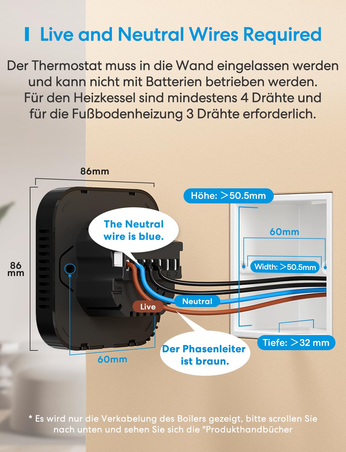 Meross Matter Thermostat für wassergeführte Fußbodenheizung Schwarz