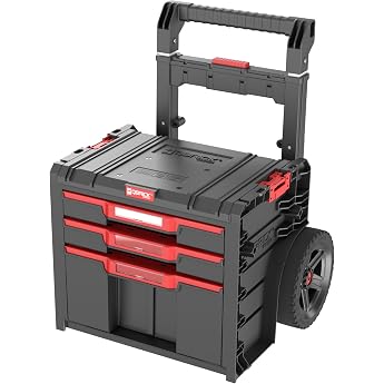 Qbrick System Pro Cart 2.0 Plus Drawer 3 Black Tool Trolley Tool Box with 3 Drawers Robust Tool Box Modular