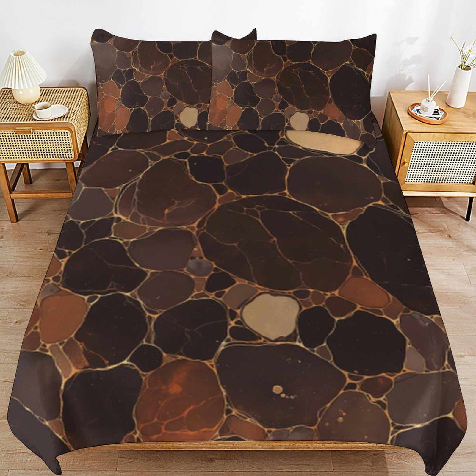 Parure de lit en microfibre avec housse de couette marbrée pour chambre d'enfant