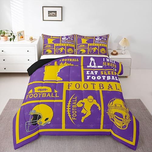 Erosebridal Football Queen Comforter Set,Rugby Bedding Set for Kids Boys Girls,F