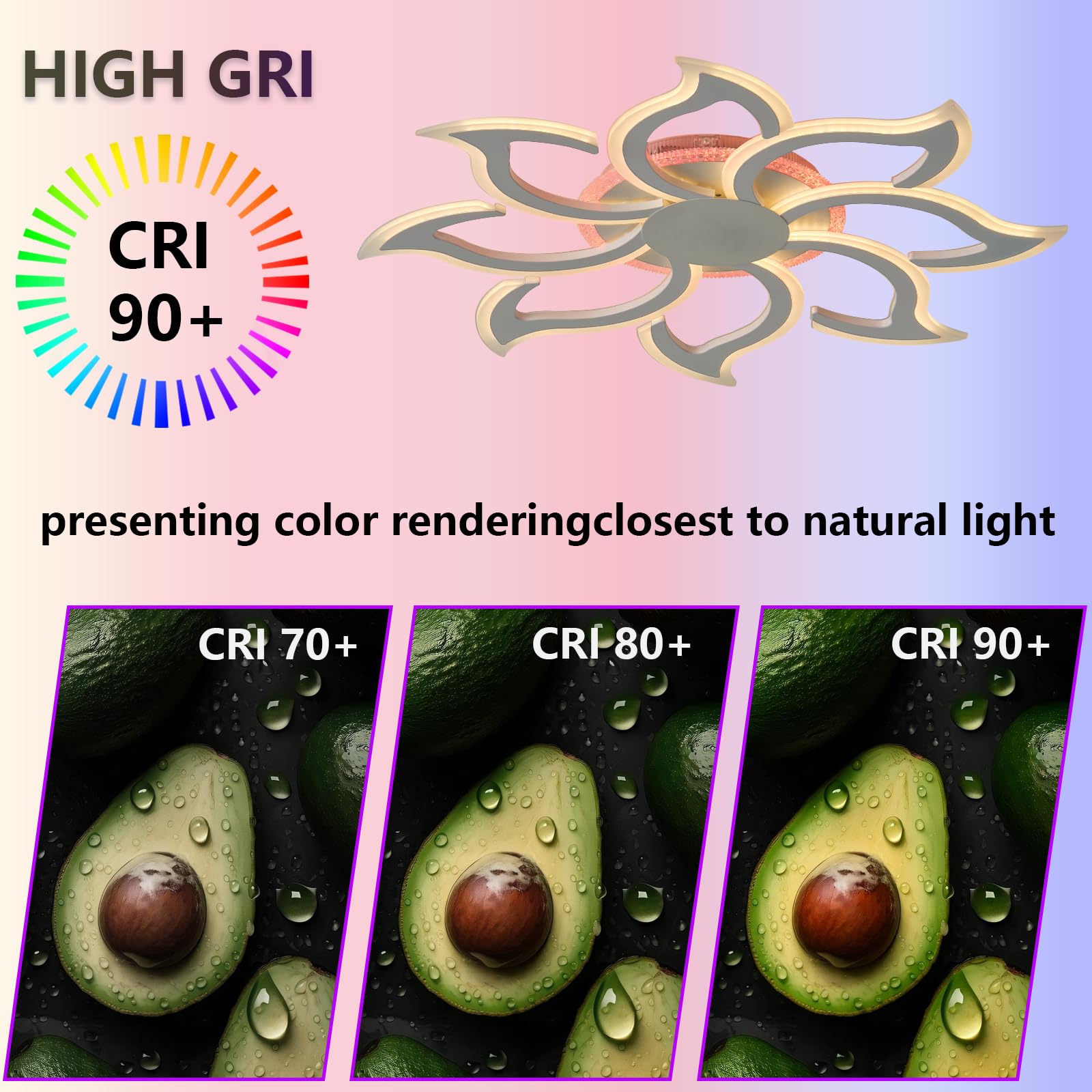 Lampara Techo RGB Luces de Techo con Flores Mando a Distancia APP Temporizador Brillo Ajustable 3 Temperaturas de Luz Nocturna y Función Memoria para Dormitorios, Blanco