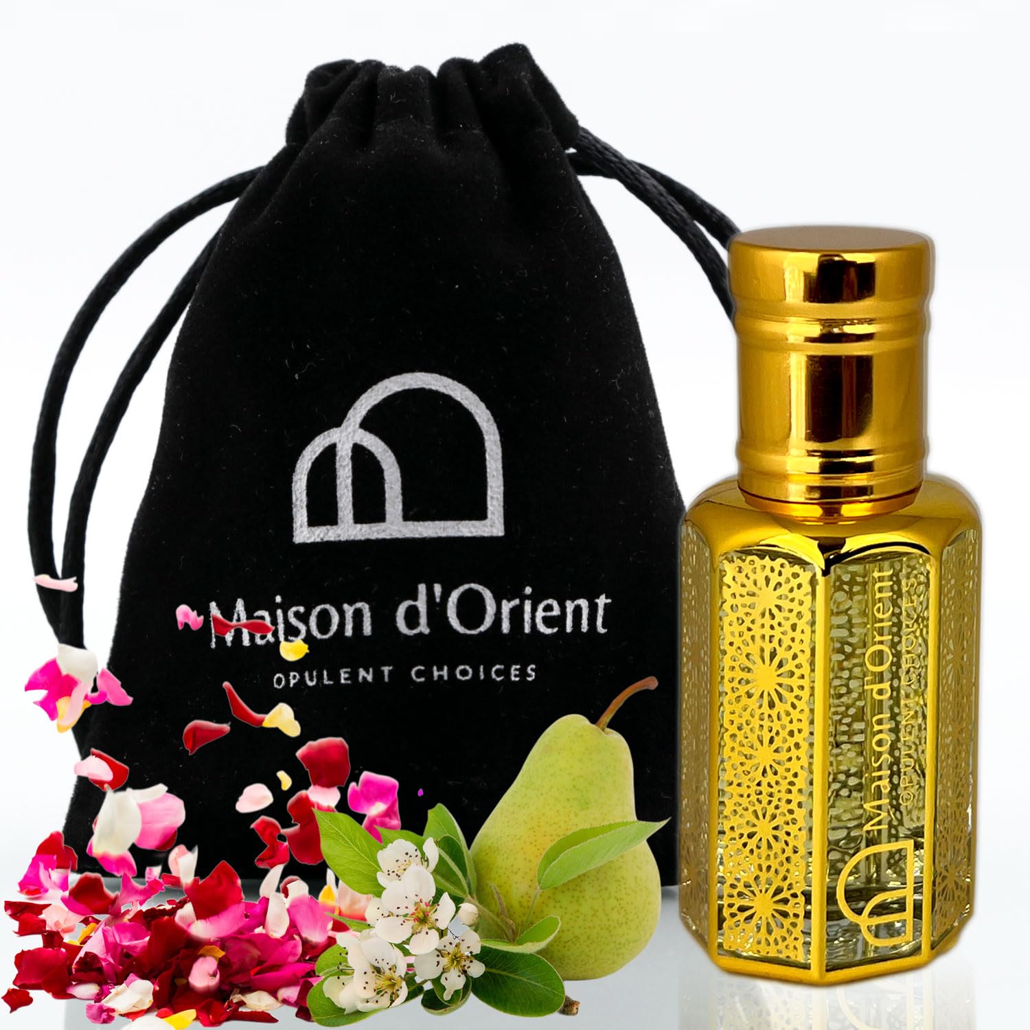 Maison d'Orient Petal Bliss Perfume Oil 12?mL – Fruity Floral with Pear Jasmine and Musk. Alcohol Free Long Lasting Oil, Compliment Magnet