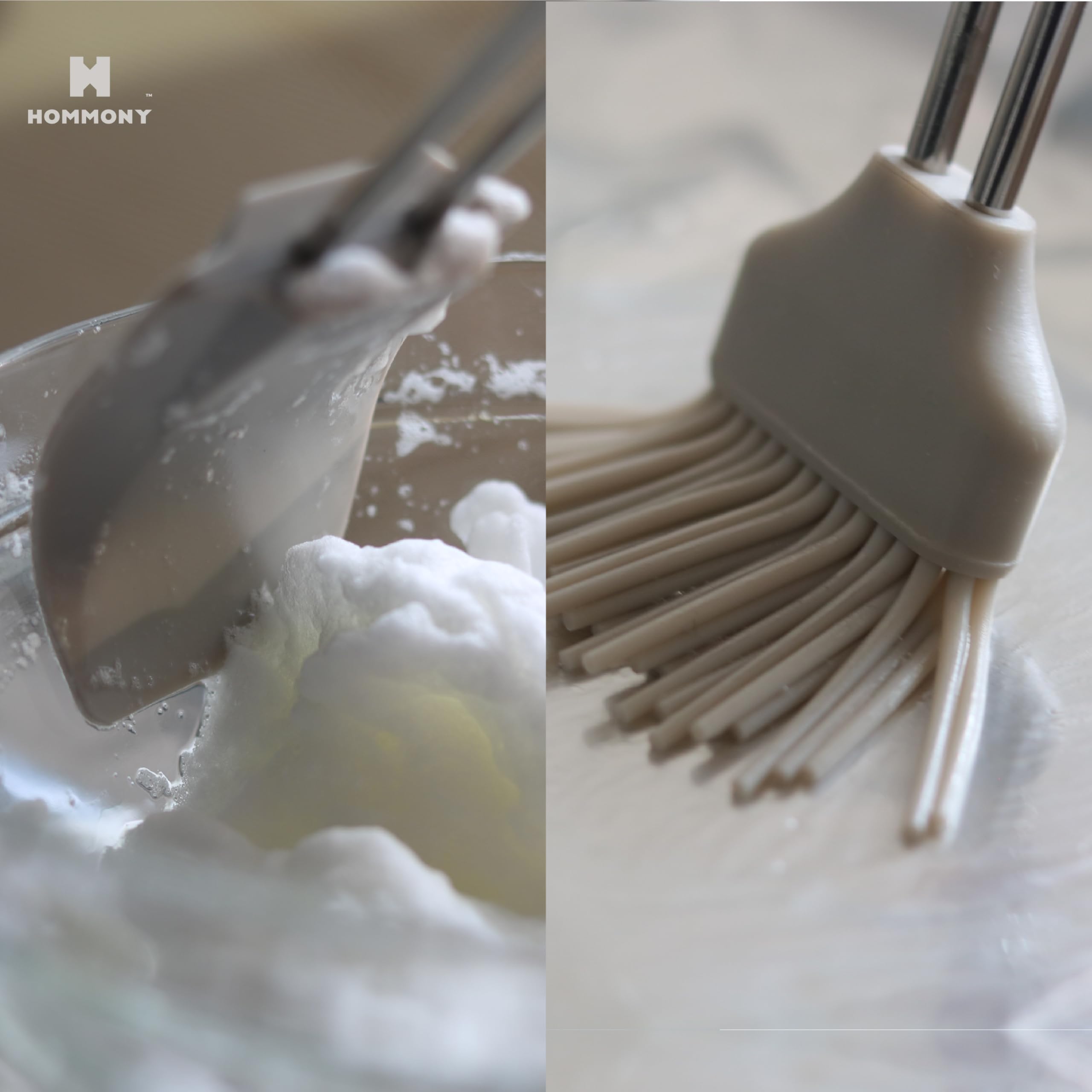 Juego de batidor de huevos giratorio de acero inoxidable de 12 pulgadas con cepillo de repostería de silicona y espátula
