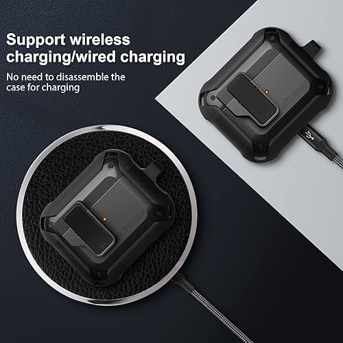 Miniatura 6 de Nillkin Compatible con AirPods Pro clip de bloqueo seguro con tapa desplegable automática cuerpo completo a prueba de golpes carcasa rígida para