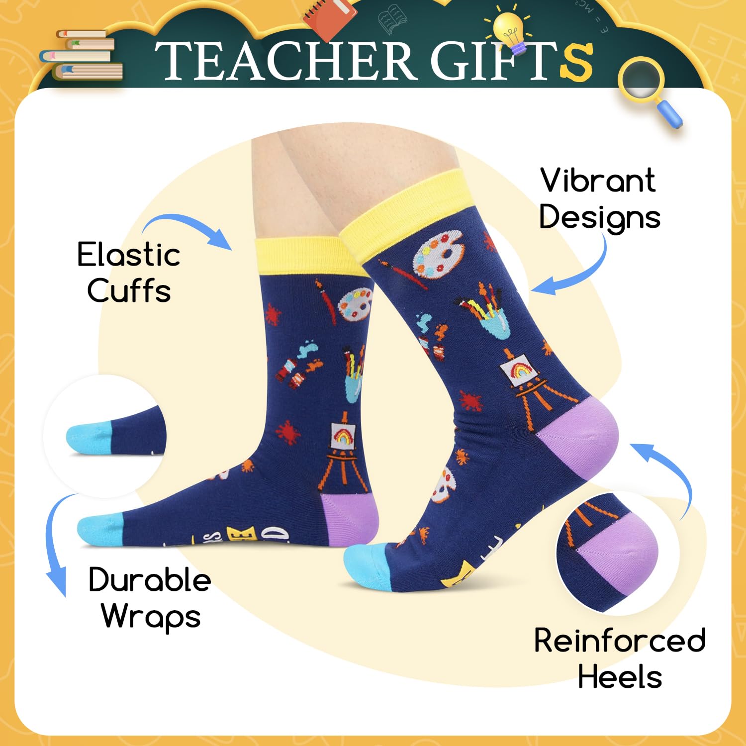 Zmart Appreciation Gift Ideas - Socks for Music Art Science Teacher Assistant Principal