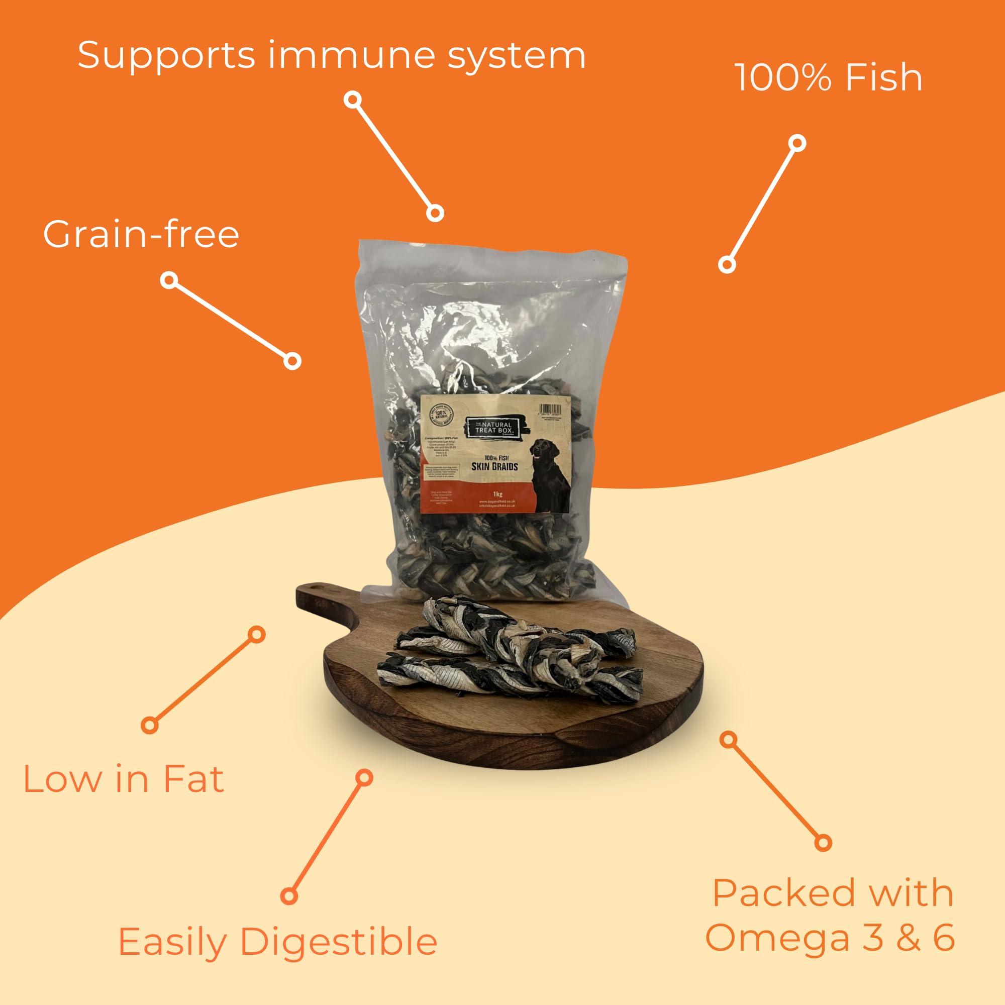 Dog & Field Fish Skin Braids For Dogs - 1kg. 100% Natural Dog Chews, With Essential Omega 3 & Omega 6 Oil - Image 3