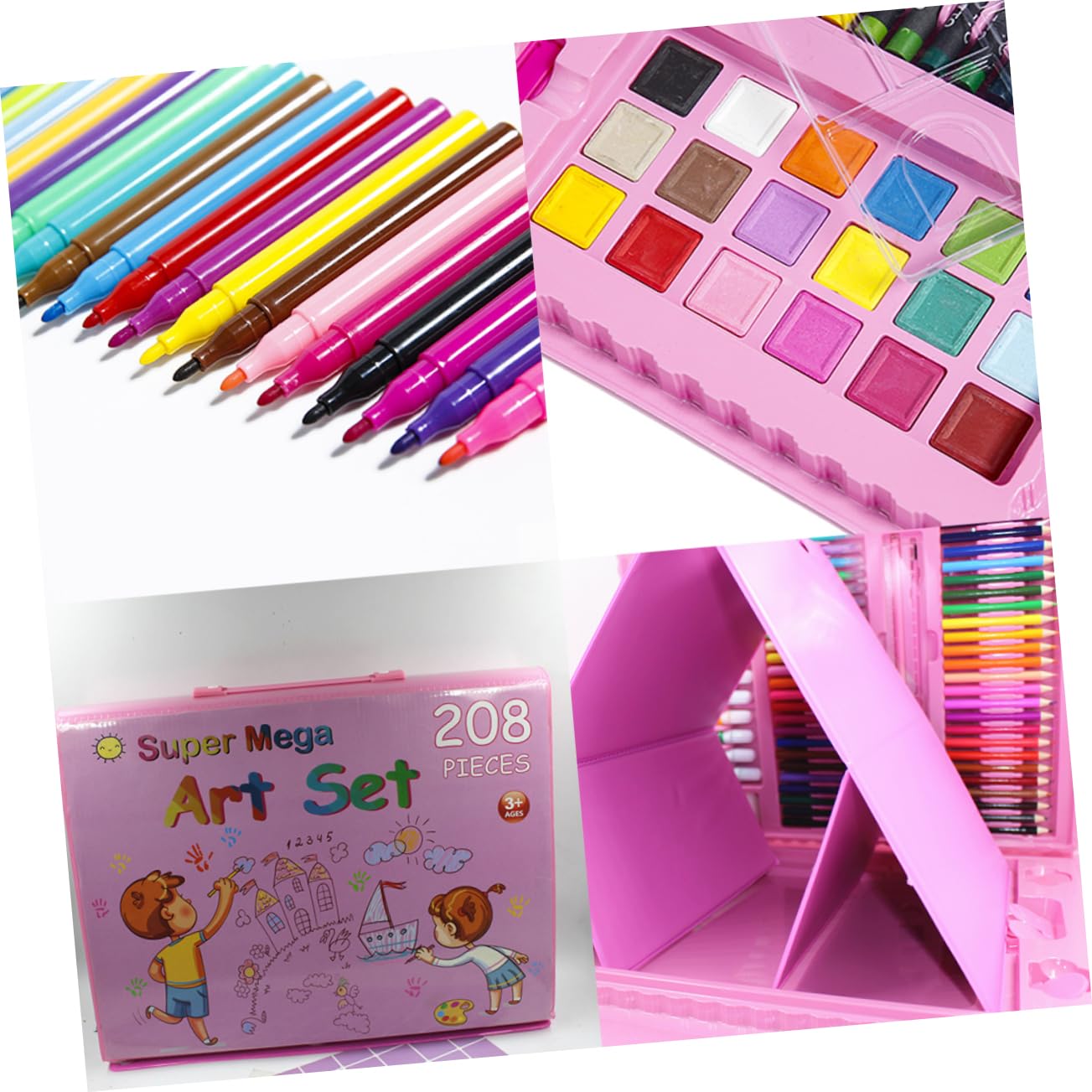 NUOBESTY Set di Penne Gel Rosa 208 Pezzi per Disegno e Colorazione | Punta Fine, Scrittura Fluida e Linea Regolare, per Adulti e Ragazzo Ragazza, Corpo in Plastica