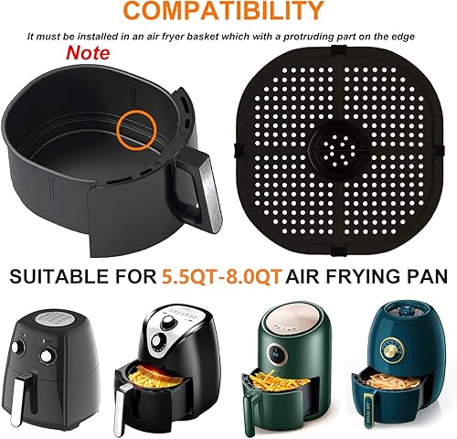 Miniatura 3 de Sartén para freidora de aire para freidora de aire COSORI de 5 cuartos de galón, bandeja cuadrada mejorada de 9.09 pulgadas, piezas de repuesto para