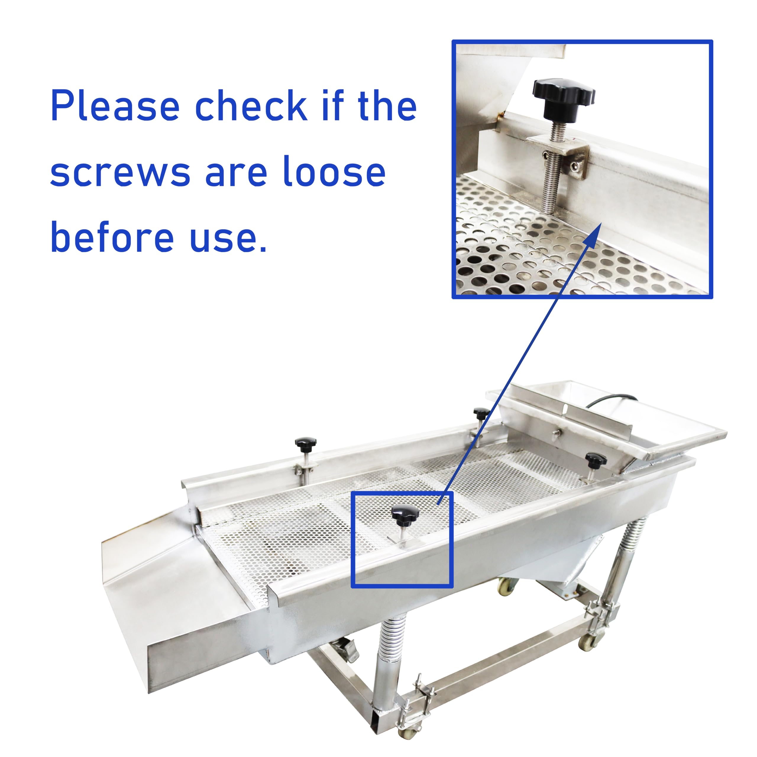 LGXEnzhuo 220V Full Stainless Steel Linear Vibrating Screen JG50-150 Single Layer Single Motor 10mm 150W