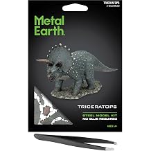 Fascinations Metal Earth Triceratops Color 3D Metal Model Kit Bundle with Tweezers