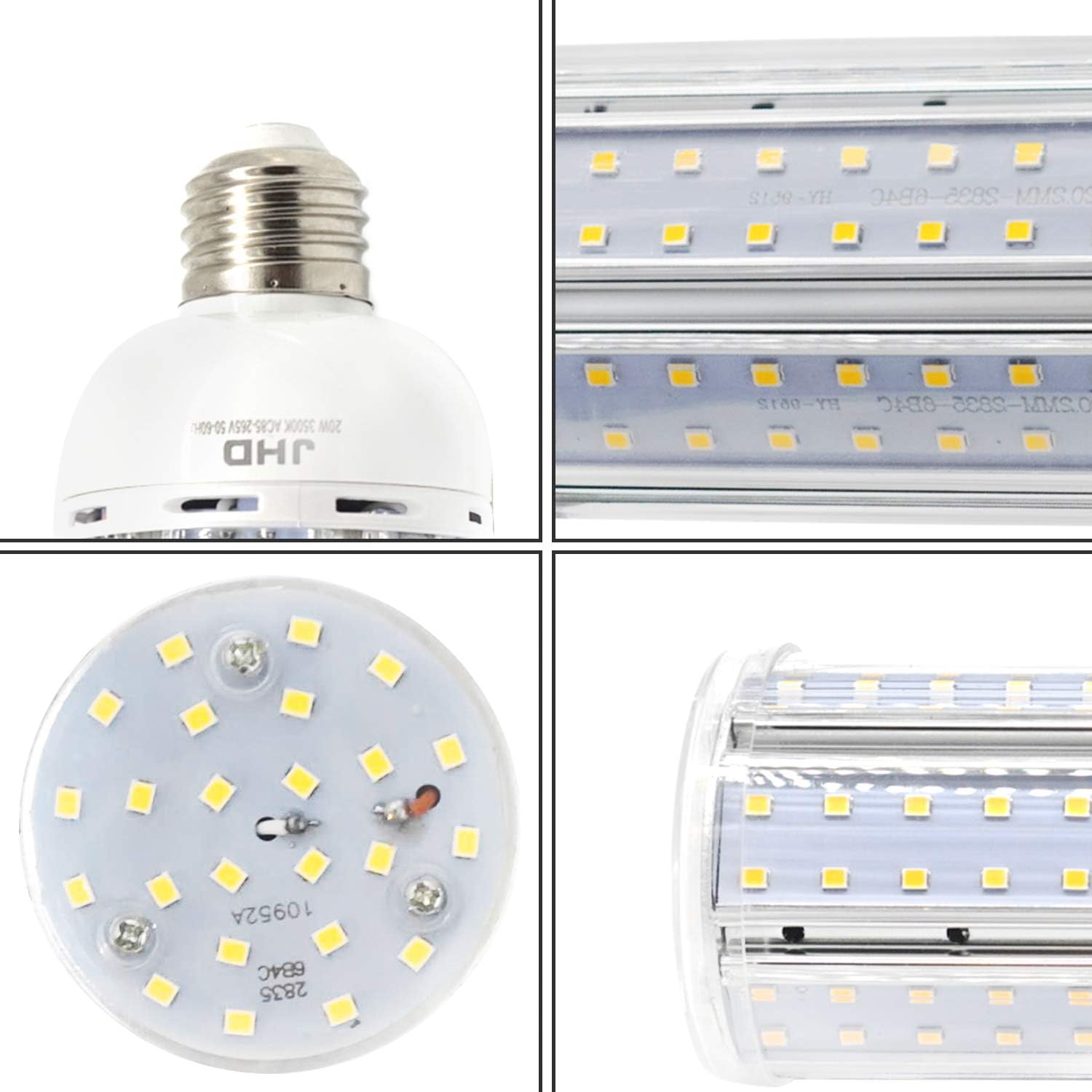 20W Warm White 3500K E26/E27 LED Corn Light Bulb with E39/E40 Adapter Super Bright LED Bulb (500W Equivalent), LED Bulb for Indoor Garage Warehouse Mall House Porch, etc.