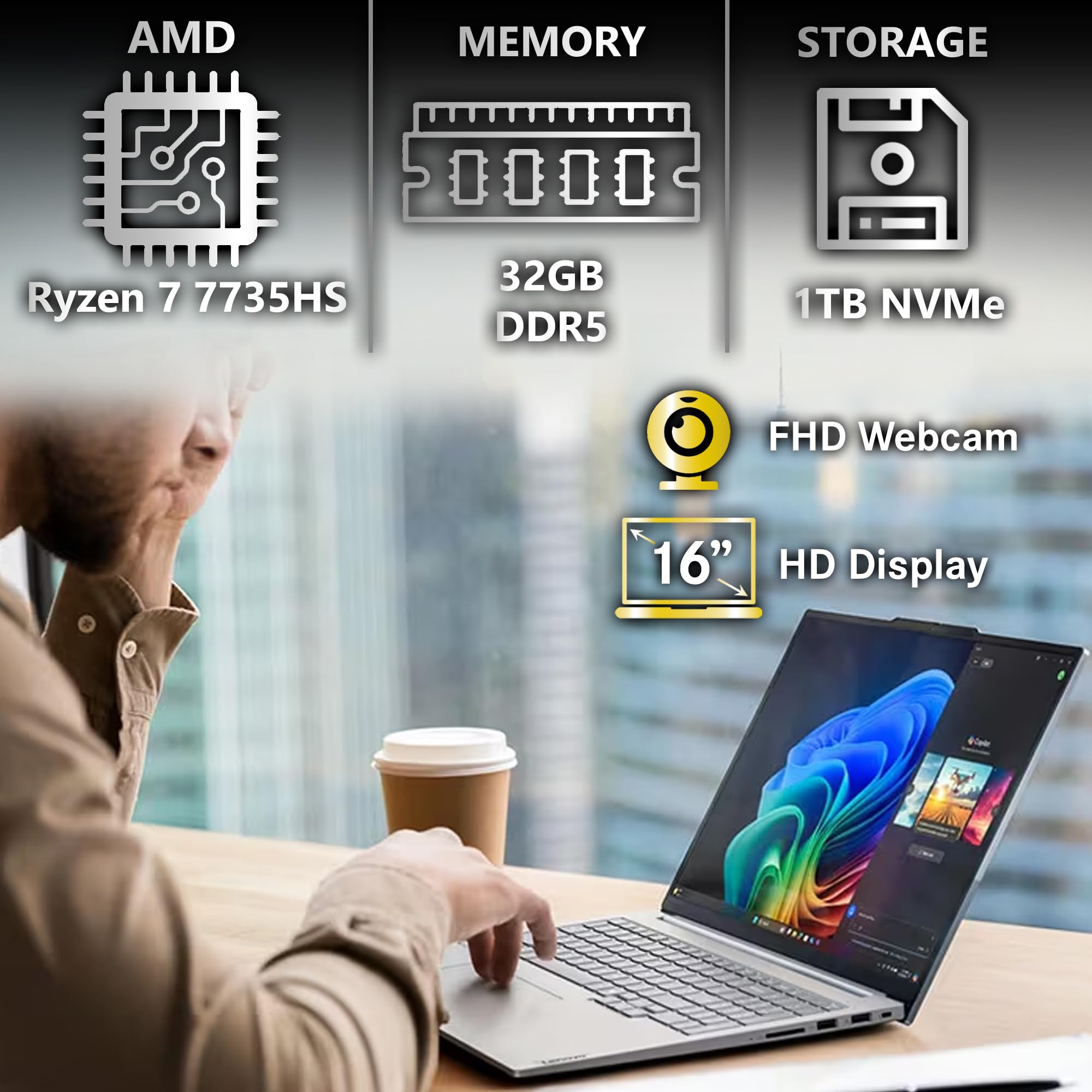 Windowsノート本体 LenovoThinkBook R78845H 32G DDR5 1T NVMe Amazon.com: Lenovo ThinkBook 16 G7 Business Laptop, 16” FHD+, AMD