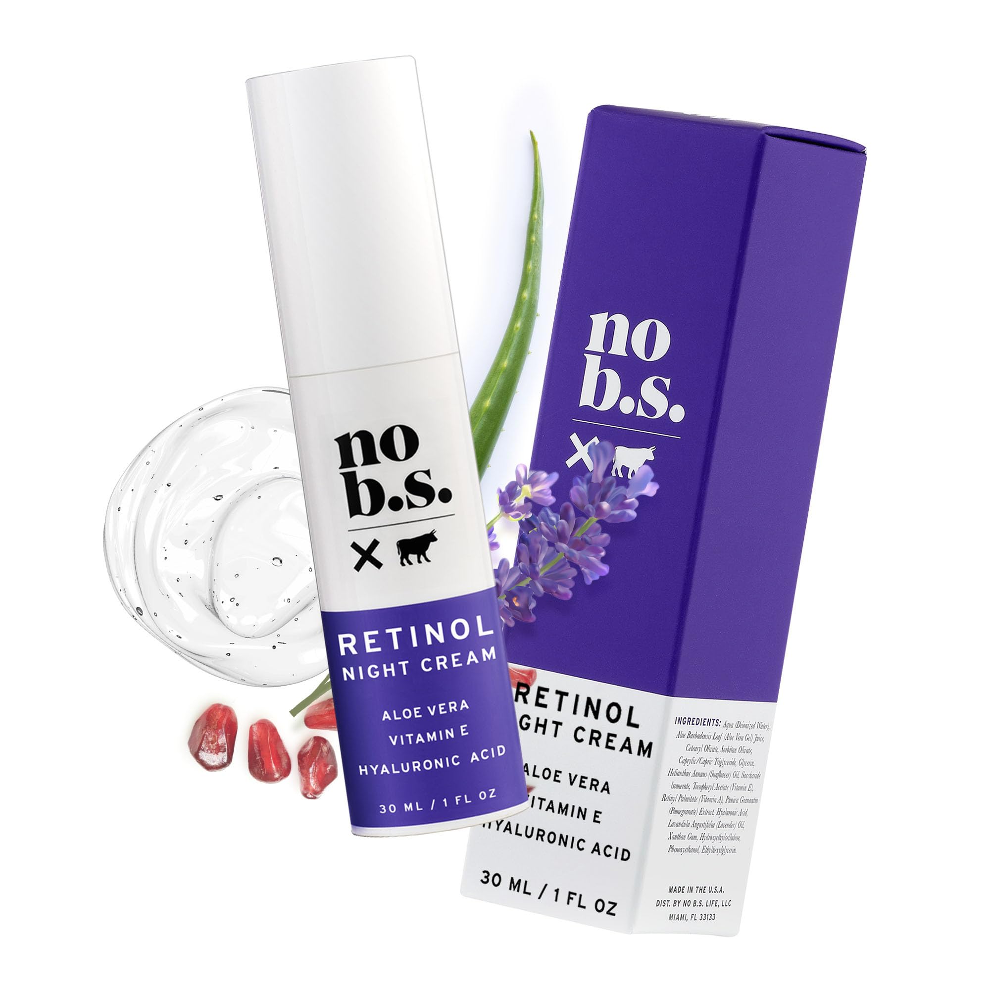 No Bad Stuff - Retinol Cream for Face with Hyaluronic Acid & Vitamin E, Retinol, Wrinkle Cream & Spot Corrector, Vegan, Cruelty Free & Gluten Free Night Cream, Travel Size, 1 FL Oz