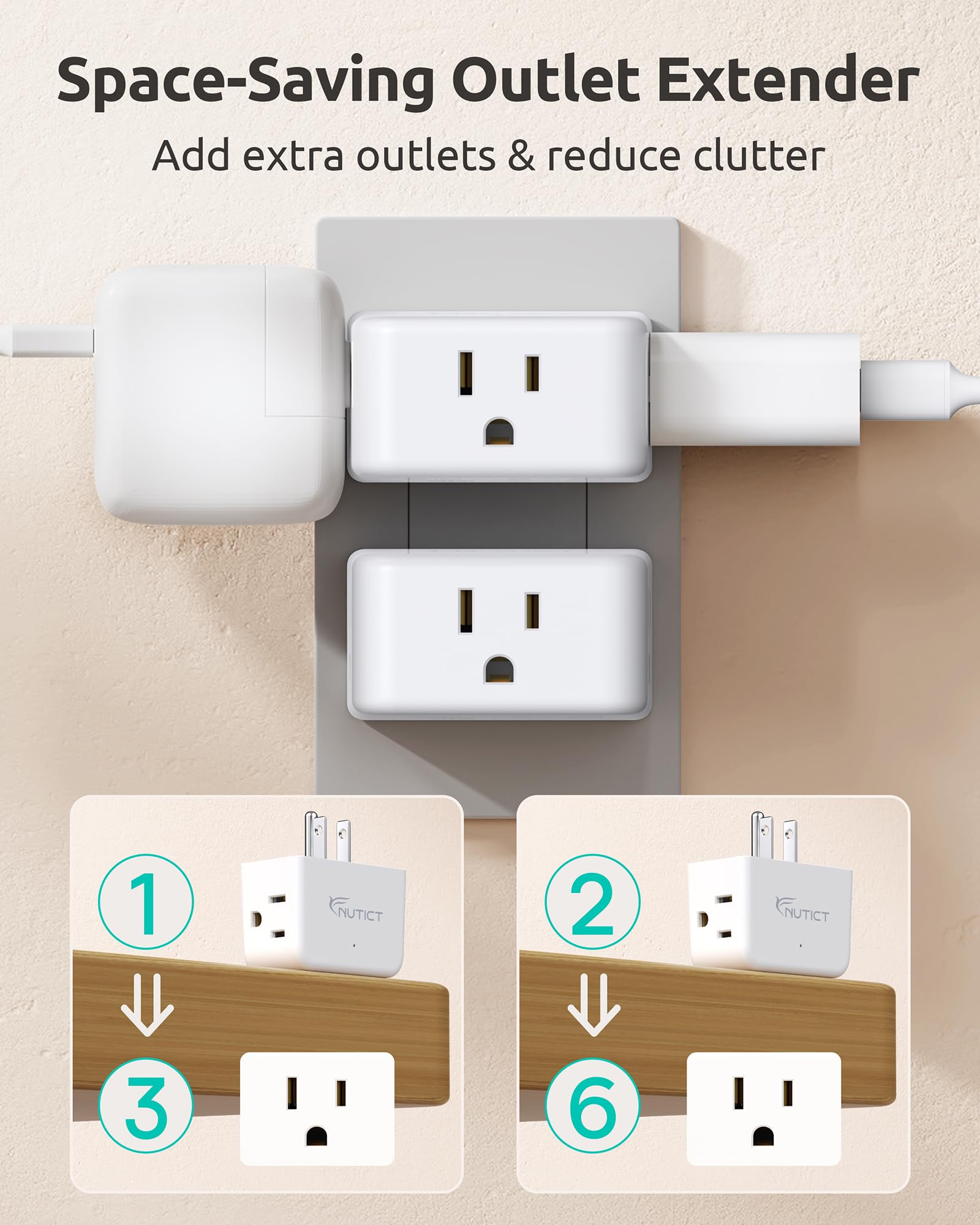 NUTICT Outlet Extender - 2 Pack -3