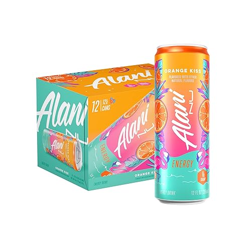 Alani Nu ORANGE KISS, Sugar Free, Low Calorie Energy Drinks, 200mg Caffeine, Biotin, B Vitamins, Zero Sugar, 10 Calories, 12 Fl Oz Cans, 12 Pack - Orange Kiss - 12 Fl Oz (Pack of 12)