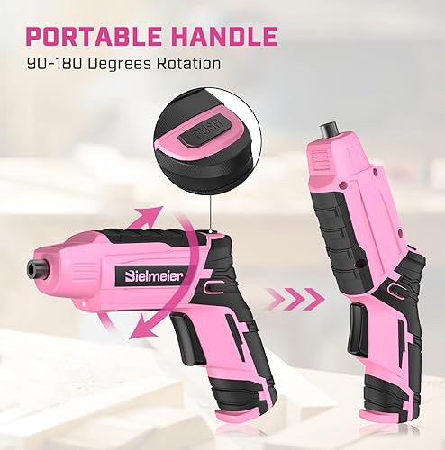 Miniatura 3 de Juego de destornilladores inalámbricos rosa de 4 V, pequeño taladro eléctrico para mujer, recargable con juego de 27 destornilladores eléctricos,