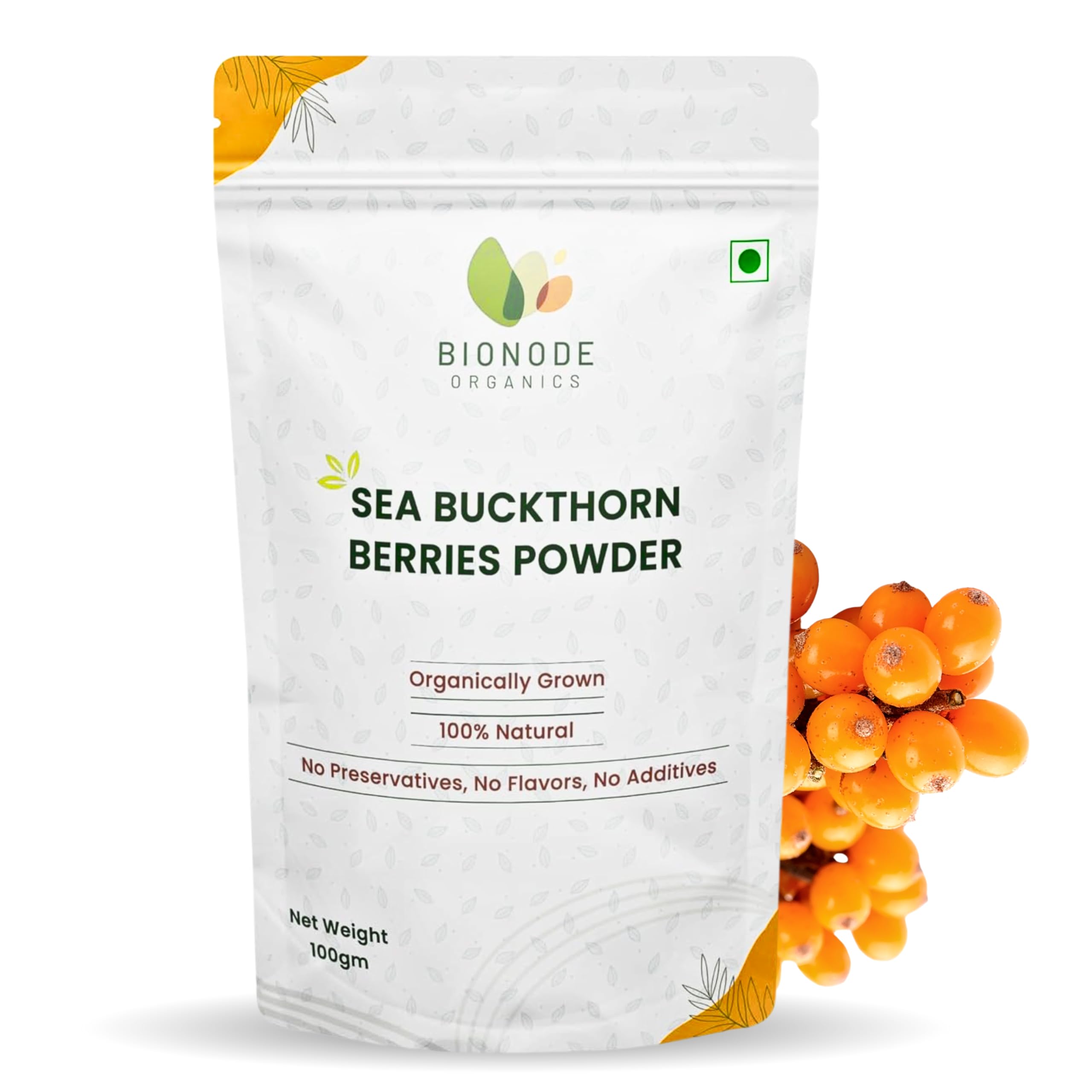 Sea Buckthorn Berries Powder – 100g Dry Seabuckthorn Berries powder Rich in Omega 3,6,7,9 Fibers, Omegas, Collagen, Vitamic C, Vitamin E, Dry Sea Buckthorn powder