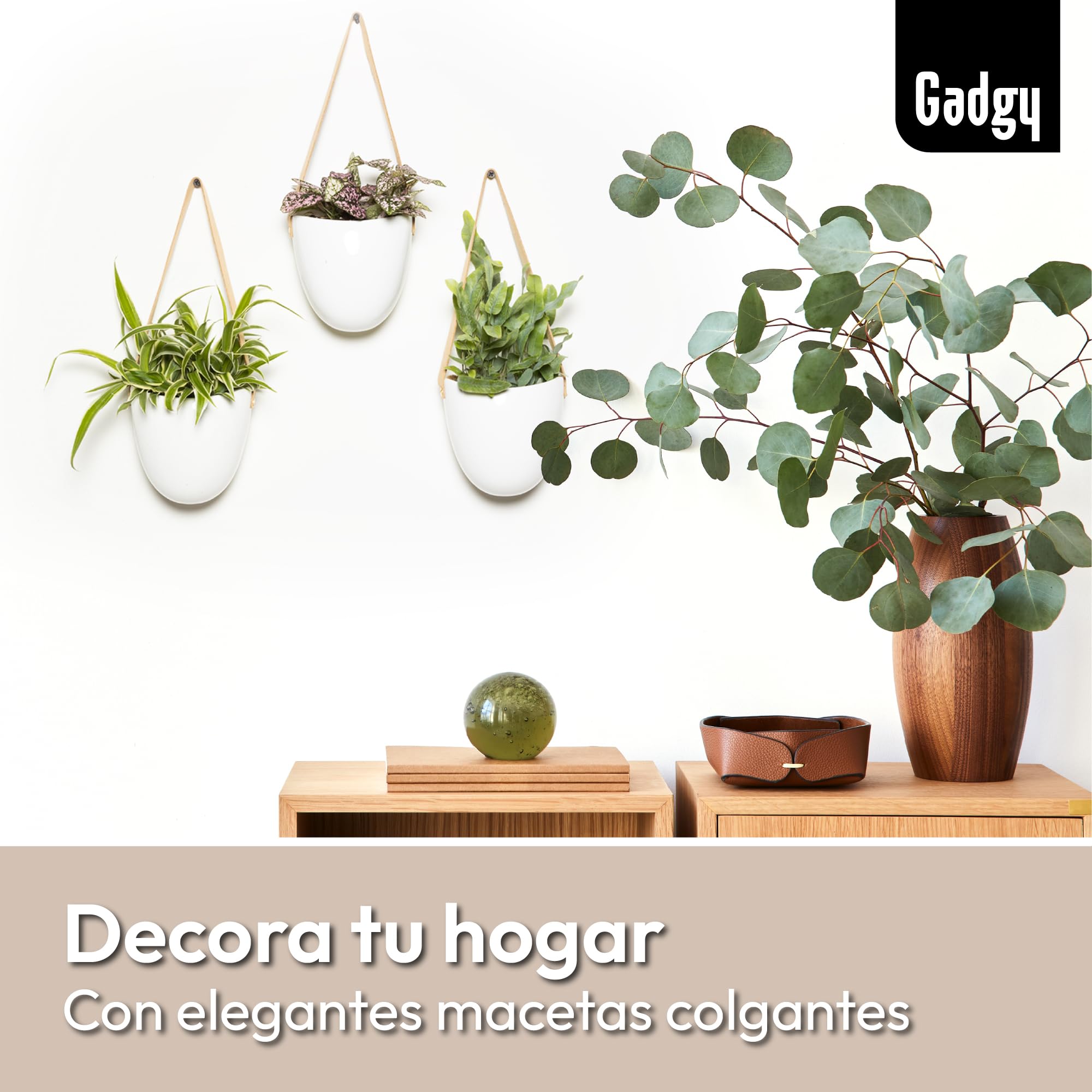 Gadgy Macetas Colgantes | Set di 3 Macetas para Colgar | Macetero Colgante | Maceteros Colgantes | Adornos para Cocina | Plantas Colgantes Interior | Decoracion terraza |Macetero Pared