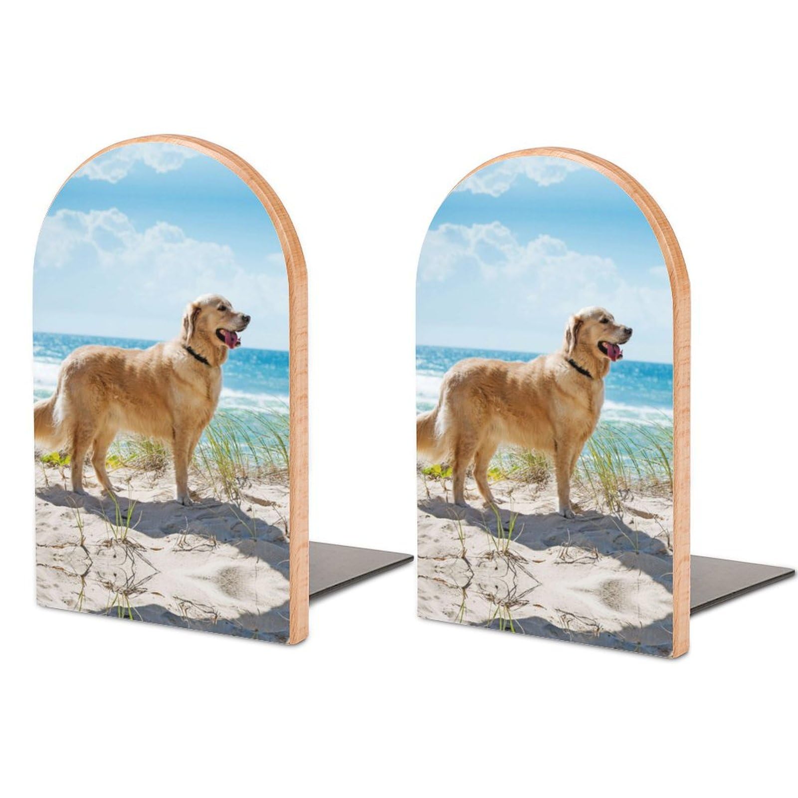 Cmagnifico Style One Pair Book Ends For Shelves, Golden Retriever Bookends For Office And School