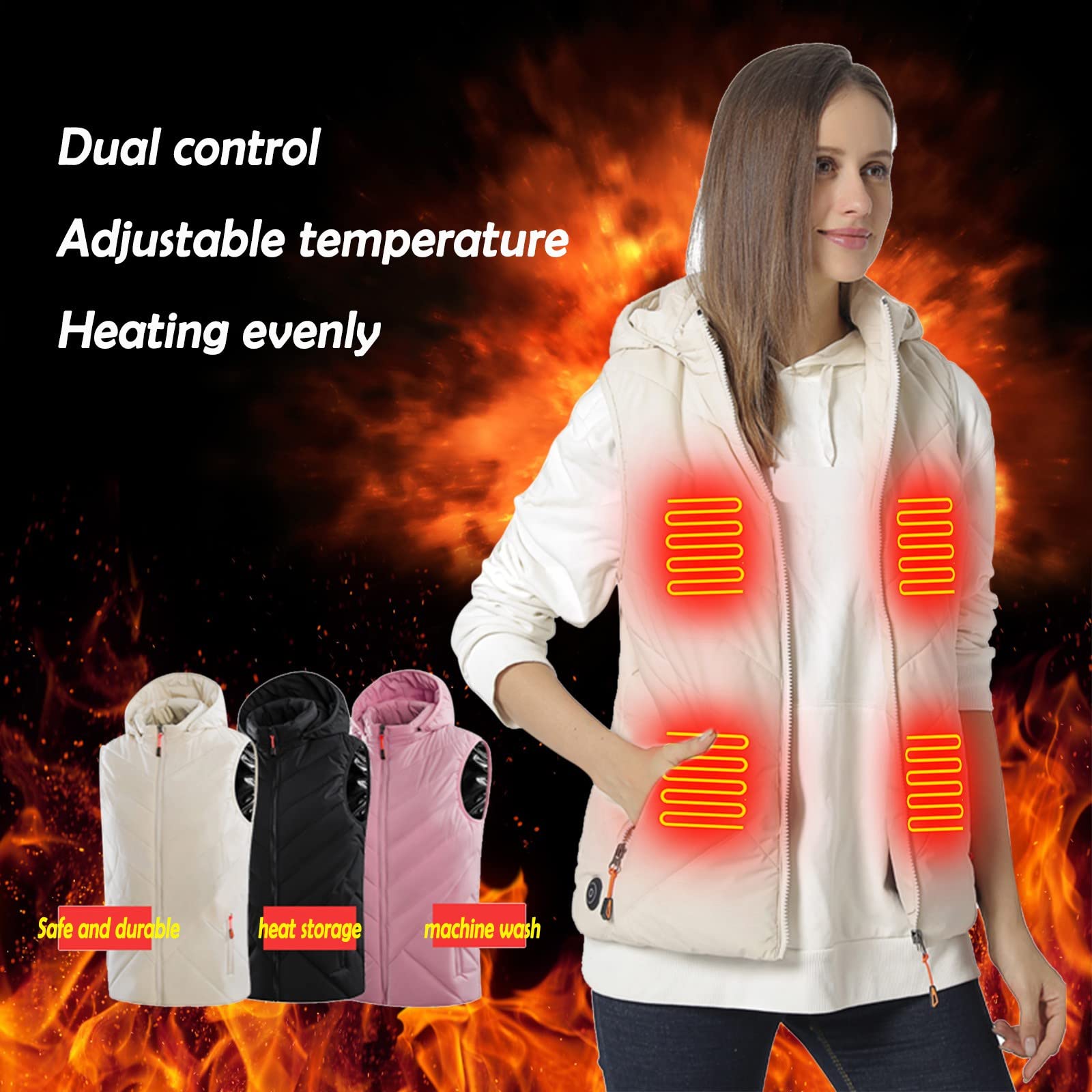 Tron Vest Areas Smart Heating Inverno Riscaldato Solido Imbottito Cotone Gilet Caldo Spesso Gilet Riscaldato Gilet per le Donne Plus Size