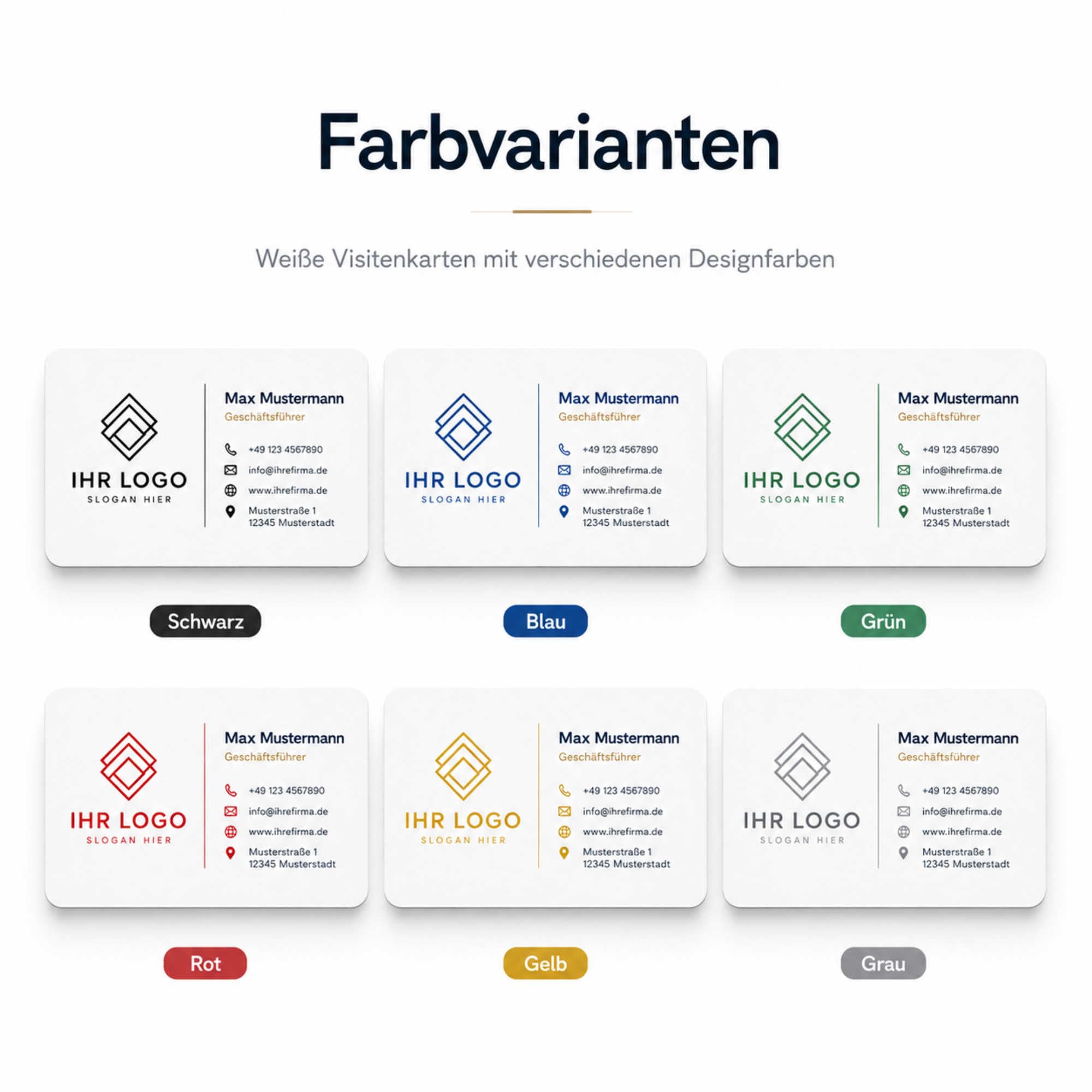 Visitenkarten erstellen - 1000 Stück - Text Linie - personalisierte Business Karten - 85 x 55mm, Text