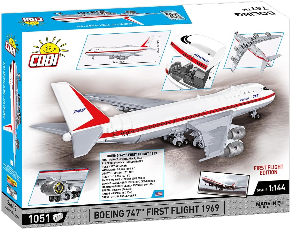 COBI Boeing 747 Plane First Flight Edition Building Set, 1051 Pieces