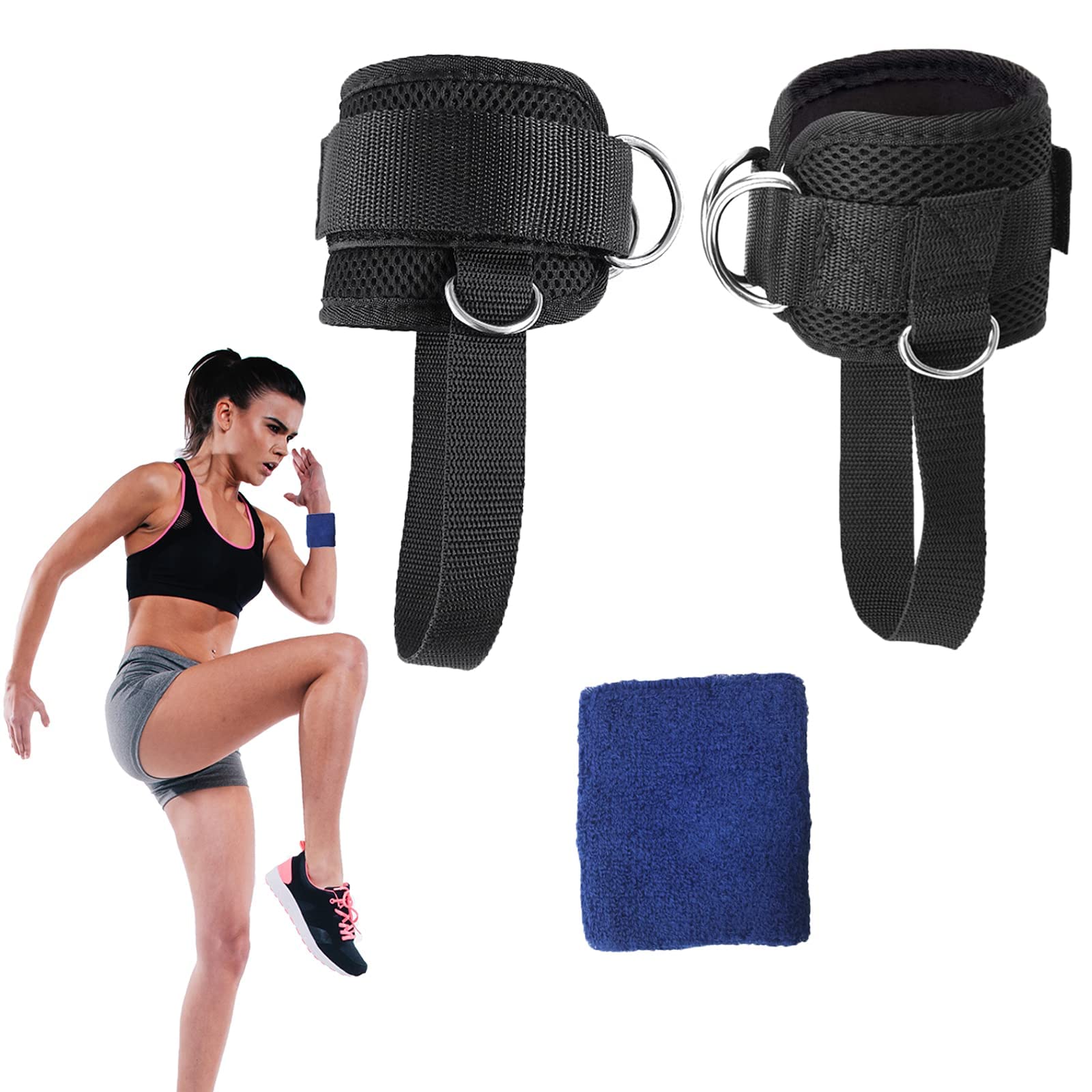 TYCA Ankle Straps for Cable Machines, Gym Padded Ankle Cuffs with Adjustable Neoprene, for Men & Women Doing Fitness Glute & Leg Workouts, Kickbacks to Lift The Butts