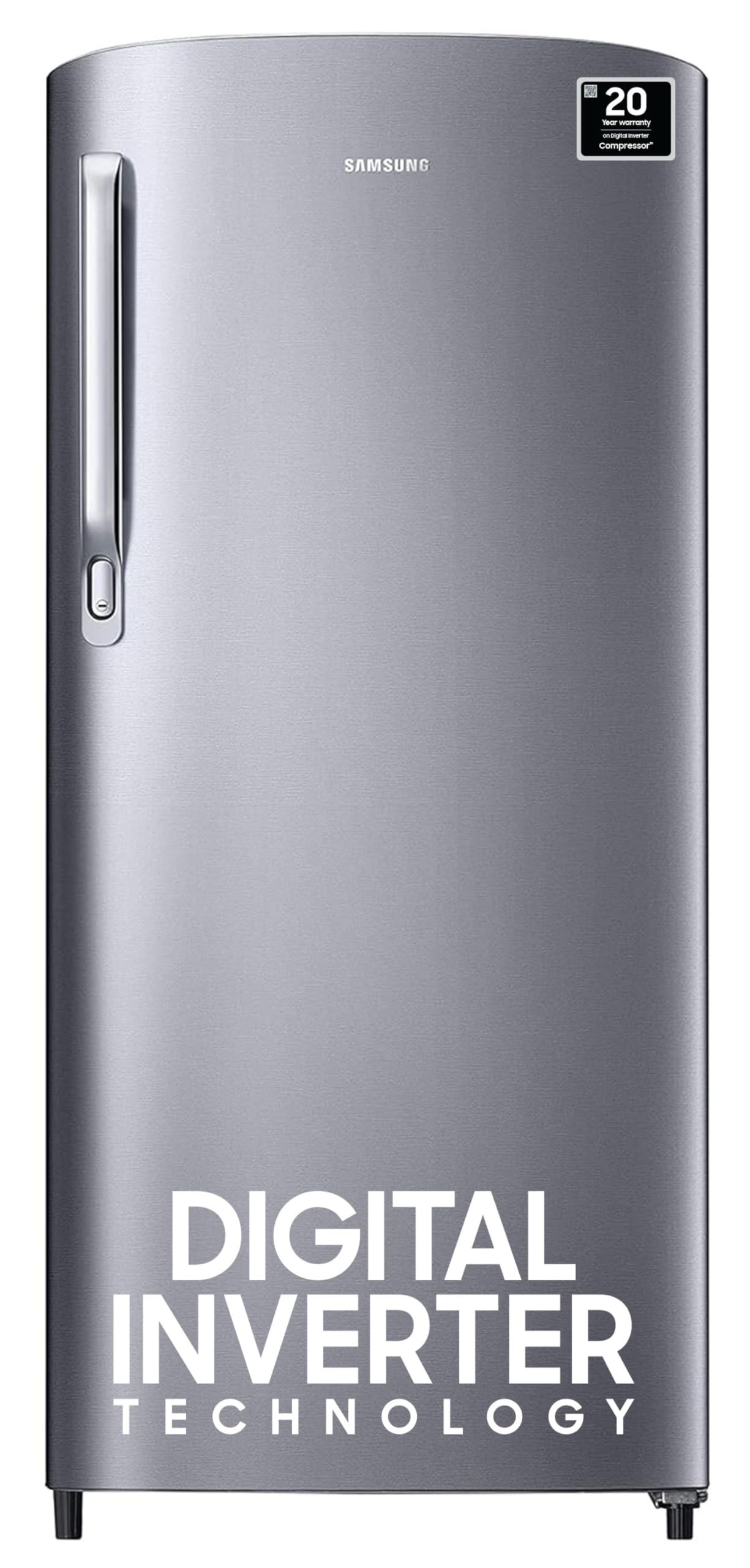 Samsung 183 L, 2 Star, Digital Inverter, Direct-Cool Single Door Refrigerator (RR20C2412GS/NL, Gray Silver)