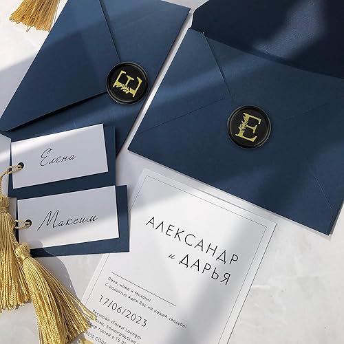 Miniatura 5 de 25 calcomanías de sello de cera doradas y negras hechas a mano con hojas botánicas vintage, calcomanías de cera para invitaciones de fiesta de boda,