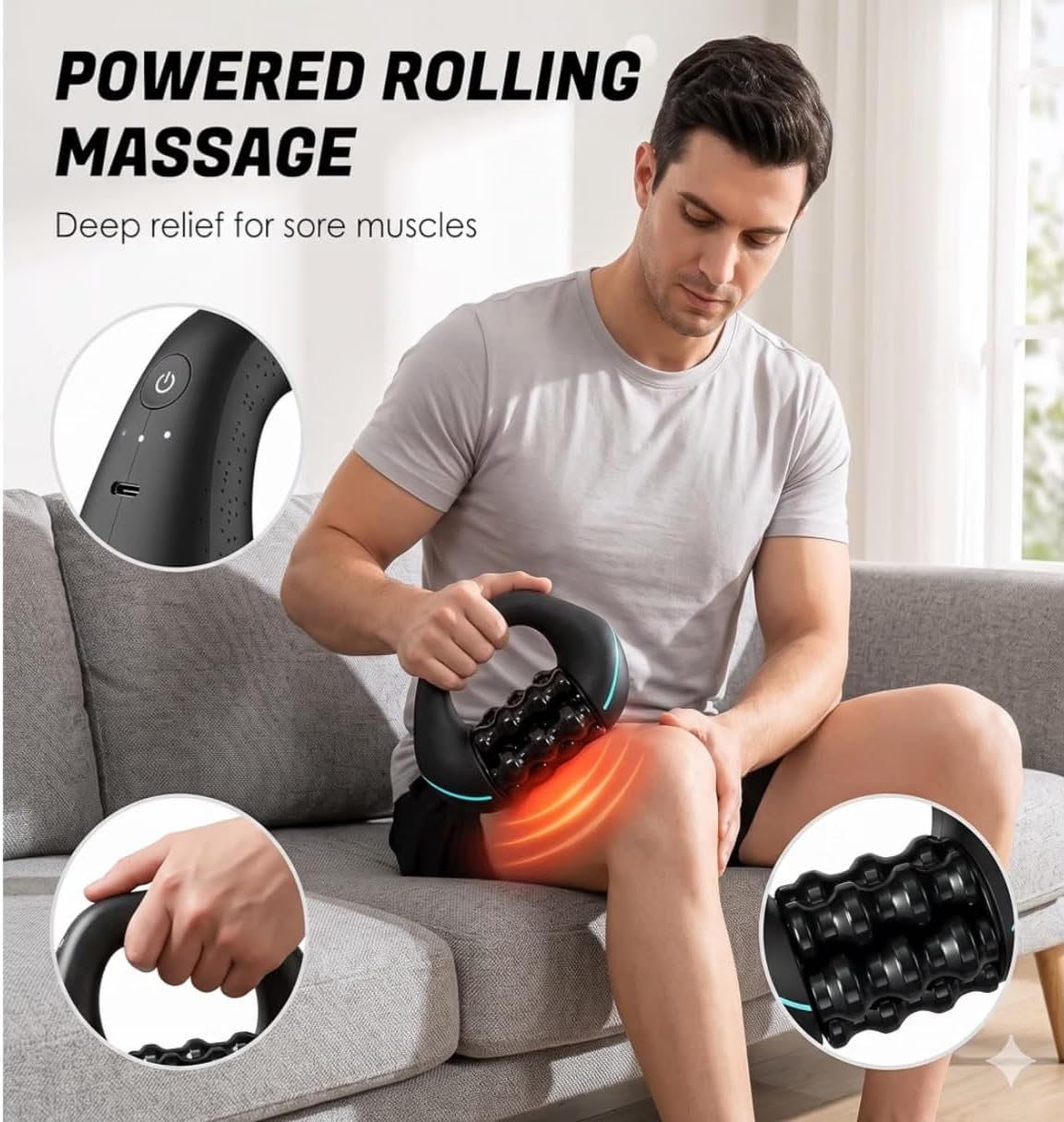 Electric Muscle Roller Deep Tissue Massager Post Workout Recovery