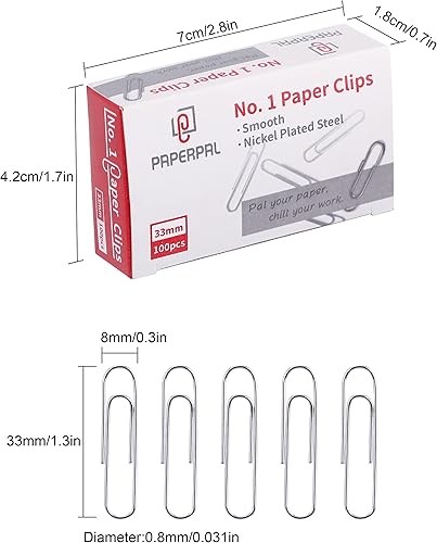 Miniatura 2 de PAPERPAL Clips de papel para oficina, escuela y uso personal, clip liso #1 (1-27 pulgadas), 600 clips de papel medianos (6 cajas de 100 cada uno),