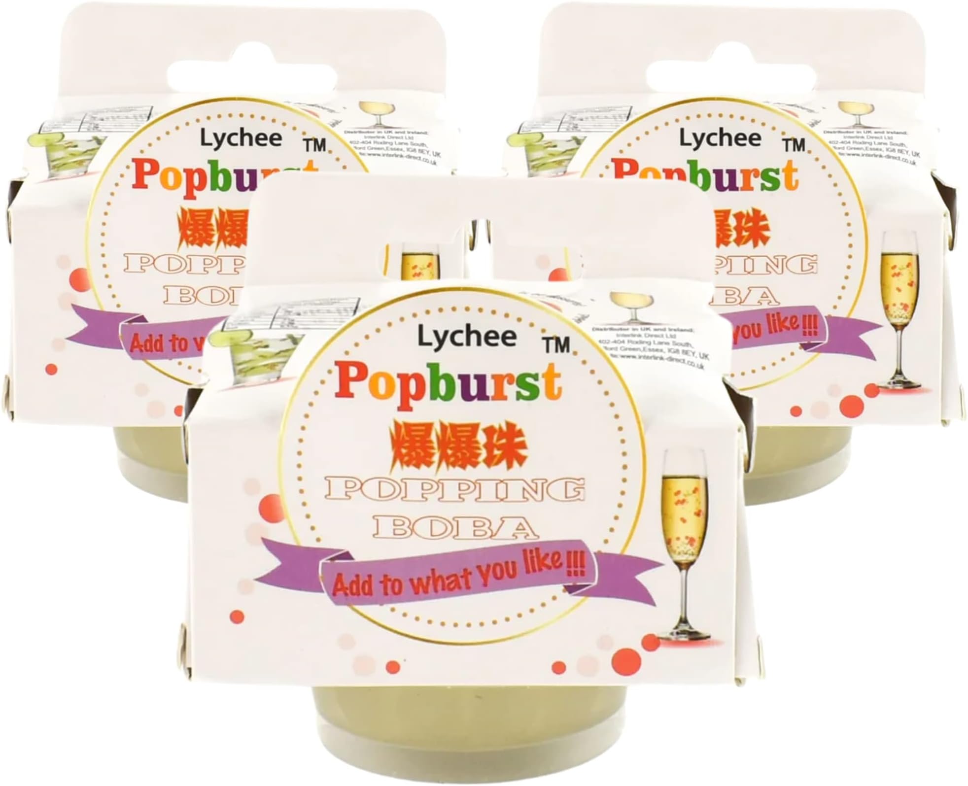 Popping Boba Fruit Flavour Bursting Bubbles 130g | Premium Quality Tapioca Pearls (Lychee (Pack of 3))